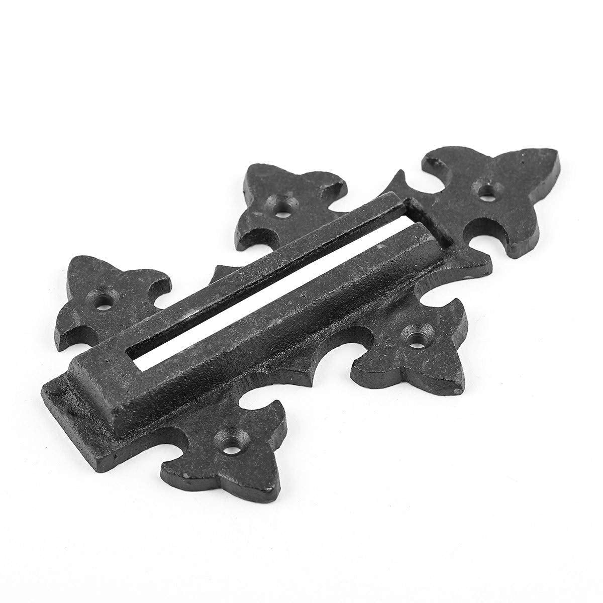 Renovators Supply Manufacturing Door Latches Slide Latch Bolt 5 in. Black Wrought Iron Colonial Chain Type Door Guard Extra Security Rust Resistant Privacy Latches with Hardware,Pack of 2