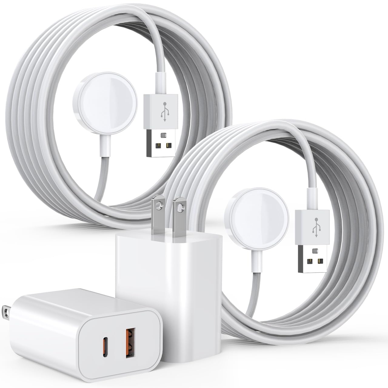 Fast Charger for Apple Watch,2 Pack USBC & A PD Wall Charger Adapter with 10FT Long USBA Magnetic Apple Watch Fast Charging Cable Portable Compatible with iWatch Series 10/9/8/7/SE/SE2/5/4/3/2/1/Ultra