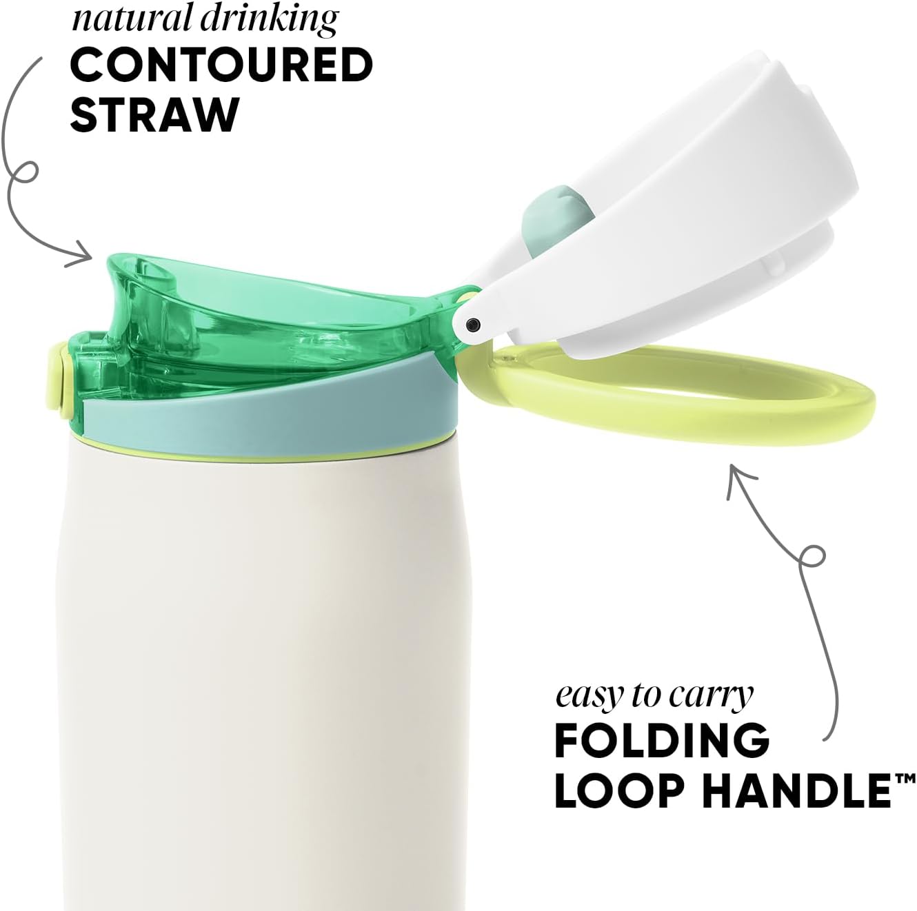 Simple Modern Mesa Loop Water Bottle with Covered Straw and Handle | 24oz Cup Holder Friendly Insulated Stainless Steel Bottles for Travel, Sports and School | Coconut