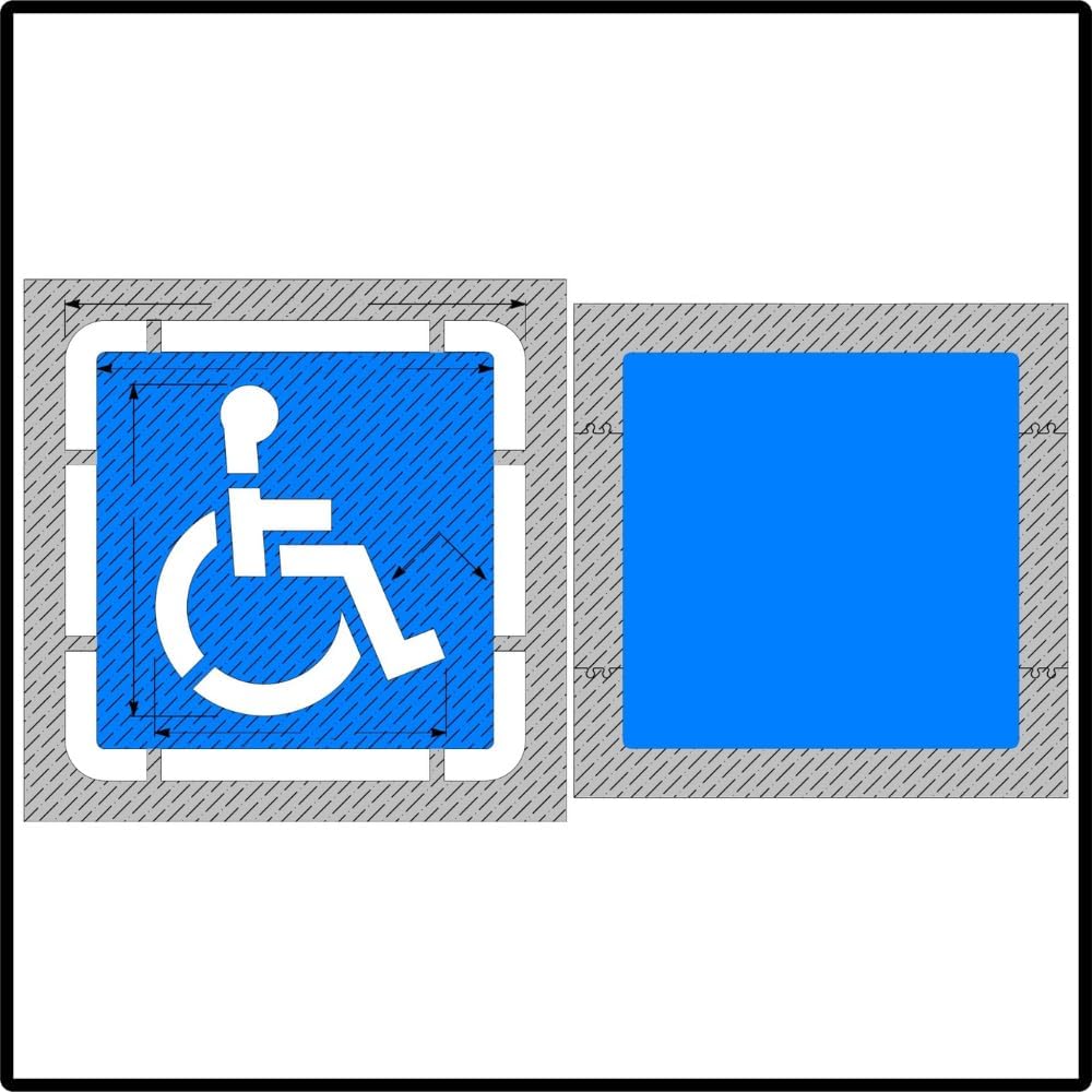 Small Federal Handicap Parking Stencil with Border & Background | Part#: 10001955 | 39" W x 39" H | Flexible and Durable 1/8" PolyTough Lifetime | Made in USA
