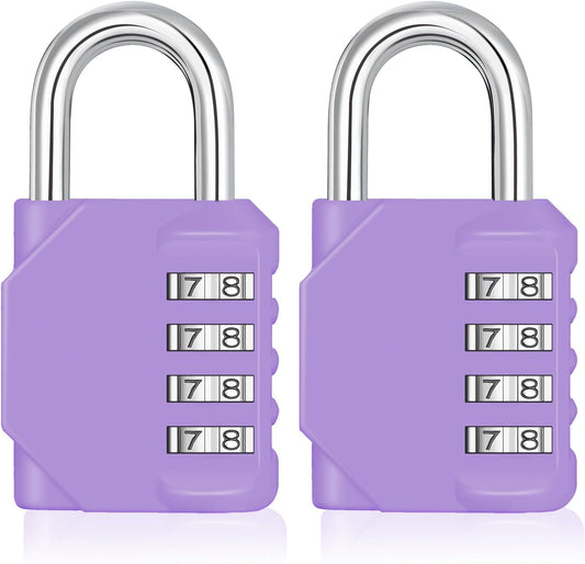 ZHEGE Combination Lock Outdoor 2 Pack, 4 Digit Resettable Weatherproof Combination Padlock for Gym, School, Gates, Doors, Hasps Storage (Purple, 2 Pack)