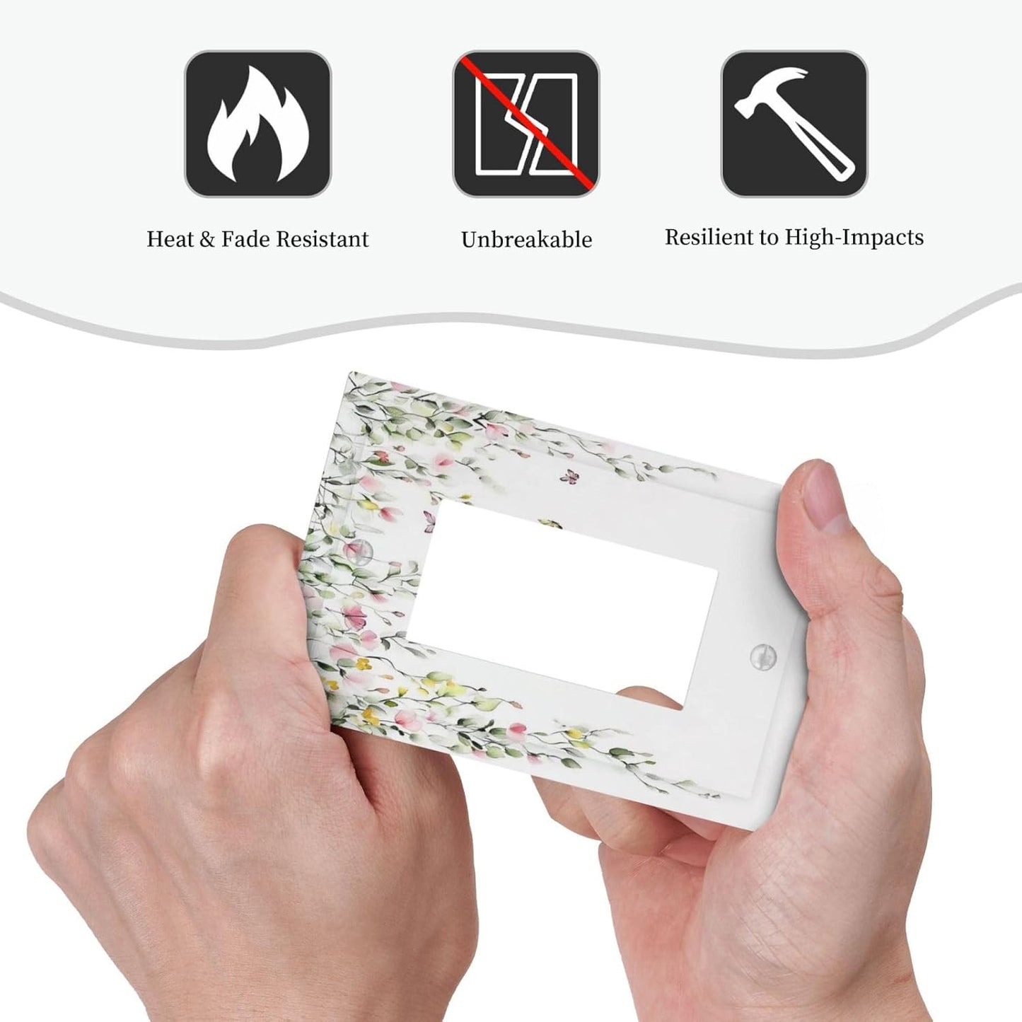 Watercolor Flowers Vine Colorful Butterfly Floral Decorative Outlet Covers 1 Gang Single Rocker Light Switch Cover Plate Wall Plates Gfci Faceplate For Bed Room Living Room Decor