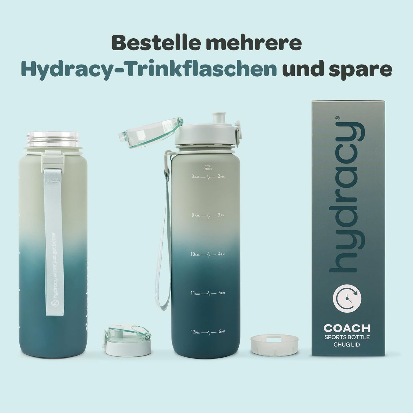 Hydracy Water Bottle with Time Marker -Large 32oz BPA Free Gradient Water Bottle - Leak Proof Gym Bottle with Fruit Infuser Strainer & Times to Drink -Ideal for Fitness Sports & Outdoors