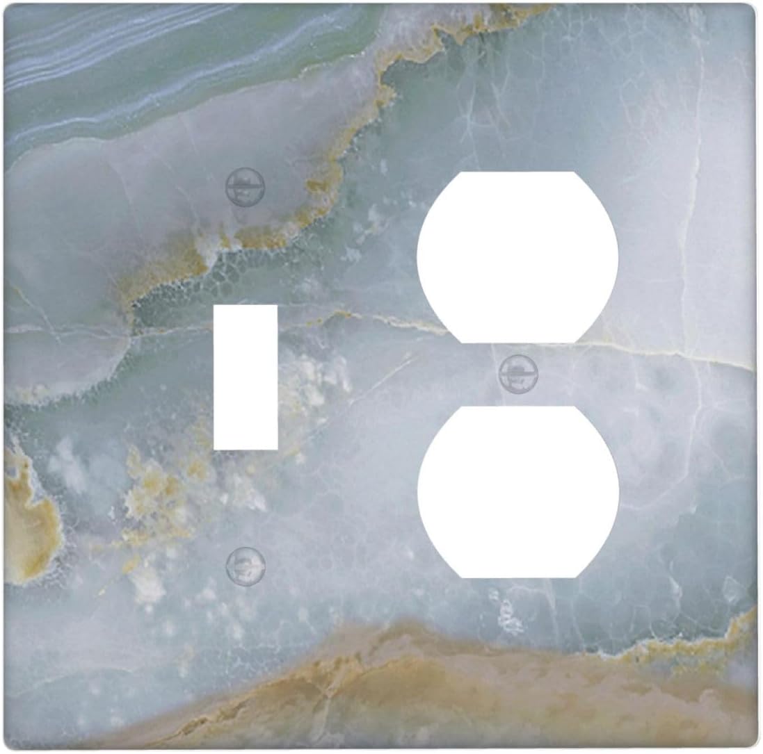 Wallplates Colored Art Marble Golden Line 1 Toggle 1 Duplex Switch Plate Electrical Gfci Faceplate Decorative Light Switch Covers For Bathroom Kitchen Decor