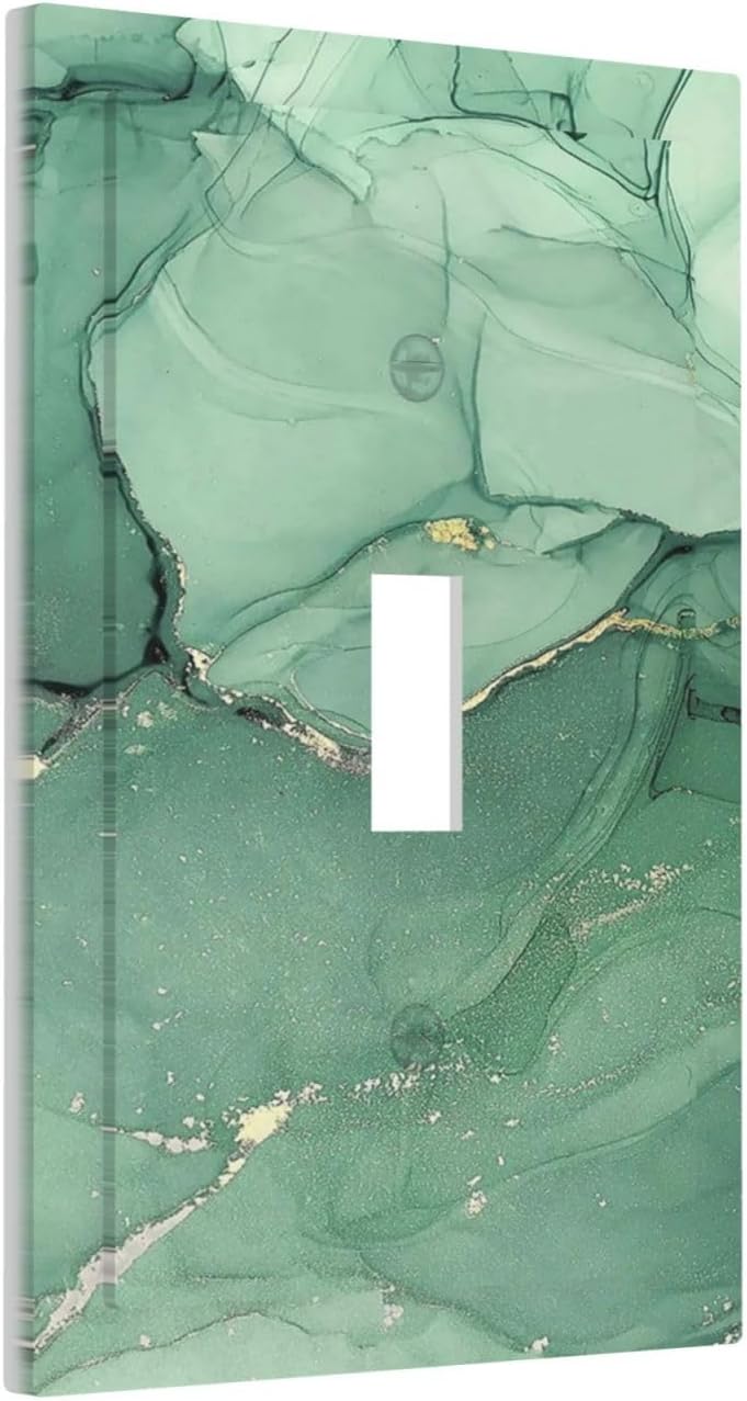 Decorative Light Switch Cover Simple Green Marble 1 Gang Single Toggle Device Electrical Faceplate Switchplates Decorator Outlet Wall Plate for living Room Office Decor