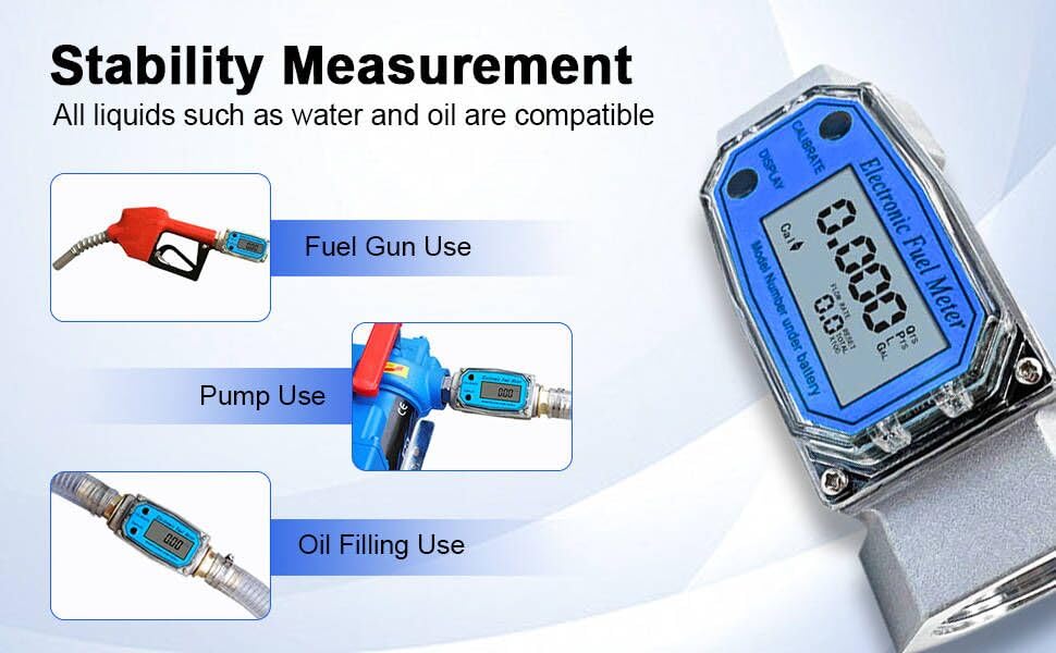 Turbine Flow Meter - 2 inch Fuel Flow Meter with LCD Display,Thread Flowmeter Stainless Steel Turbine Flow Meter for Measure Diesel Kerosene and Water (Stainless Steel, 2 inch)