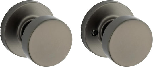 Kwikset Pismo Interior Round Passage Door Knob, Handle for Closet and Hallway Doors, Non-Locking Doorknob, Gunmetal