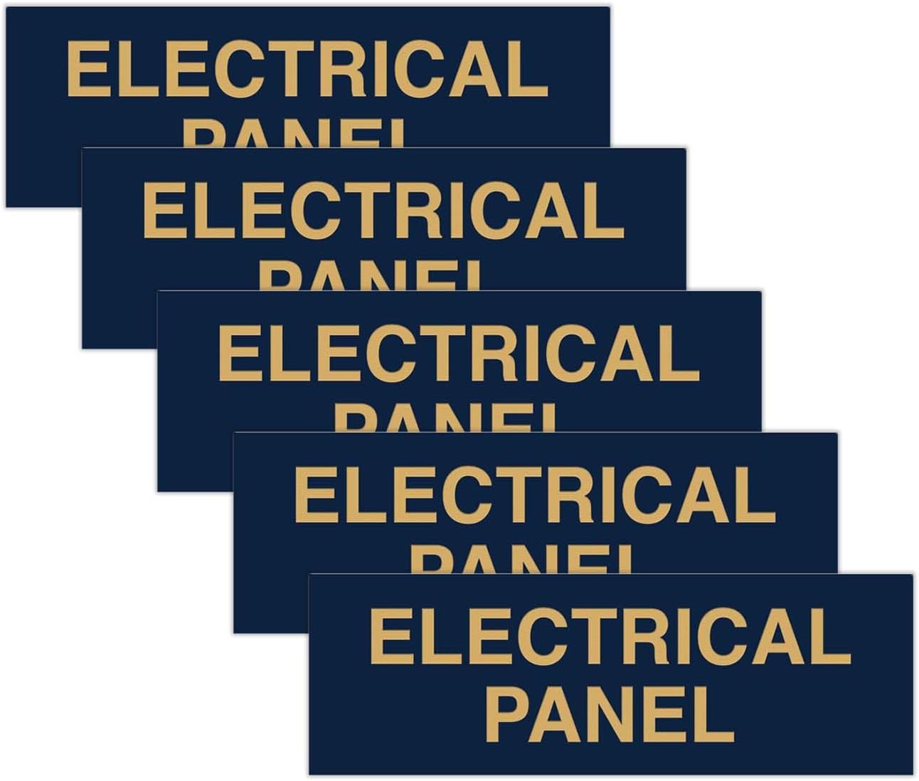 All Quality Basic Electrical Panel Sign - Fire Regulation Safety Compliance Sign - Blue/Gold - Small (5 Pack)