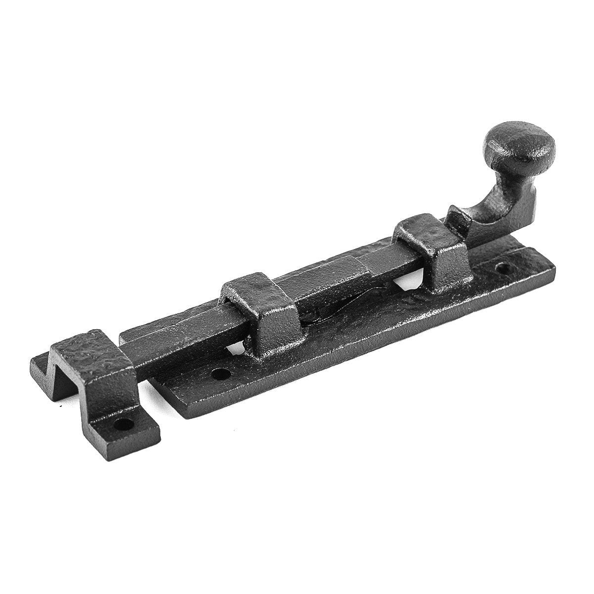 Renovators Supply Manufacturing Slide Bolt Door Lock Latch 4" Black Wrought Iron Sliding Bolt Gate Latch for Cabinet Doors with Mounting Hardware Pack of 10