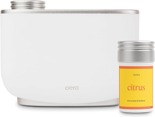 Aera Essential Oil Fragrance Diffuser + Citrus Scent Refill for Large Rooms (500–1000 Sq Ft), Alexa Compatible + App Controlled Aromatherapy Smart Waterless Diffuser – Hypoallergenic & Pet Safe