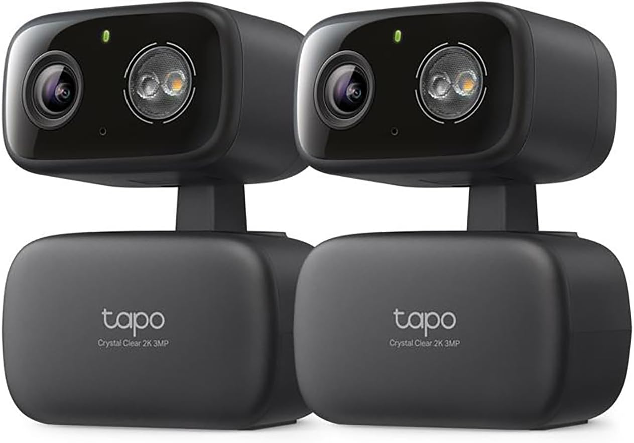 Tapo 2K 3MP Pan/Tilt Indoor/Outdoor Security Camera, Free Person/Baby Cry Detect & Track, 360° View, Night Vision, SD/Cloud Storage, Works w/Alexa & Google Assistant, HybridCam 360, Black (2-Pack)