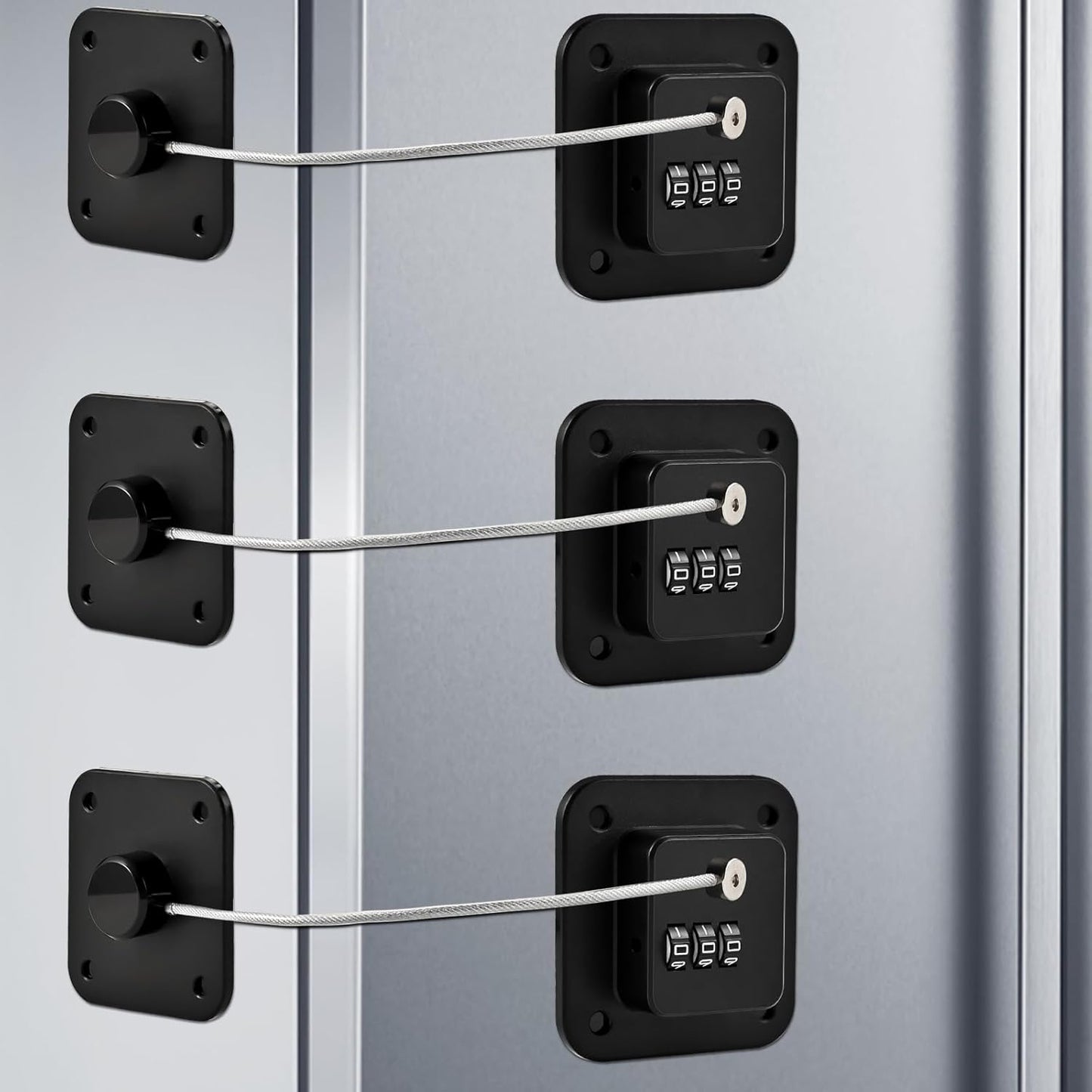 3 Pack Fridge Lock for Kids, Traceless Refrigerator Lock for Adults, Child Proof Cabinet Locks Baby Proofing, Drawer Freezer Locks for Fridge Refrigerator (Black)