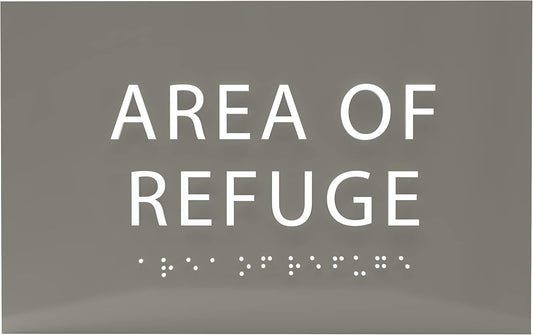 6" X4" Area of Refuge Sign - ADA Compliant Tactile Graphics Grade 2 Braille Text | Wall Mount Plastic Signs for Shopping Malls, Offices, Hotels, Schools, Apartments & Restaurants