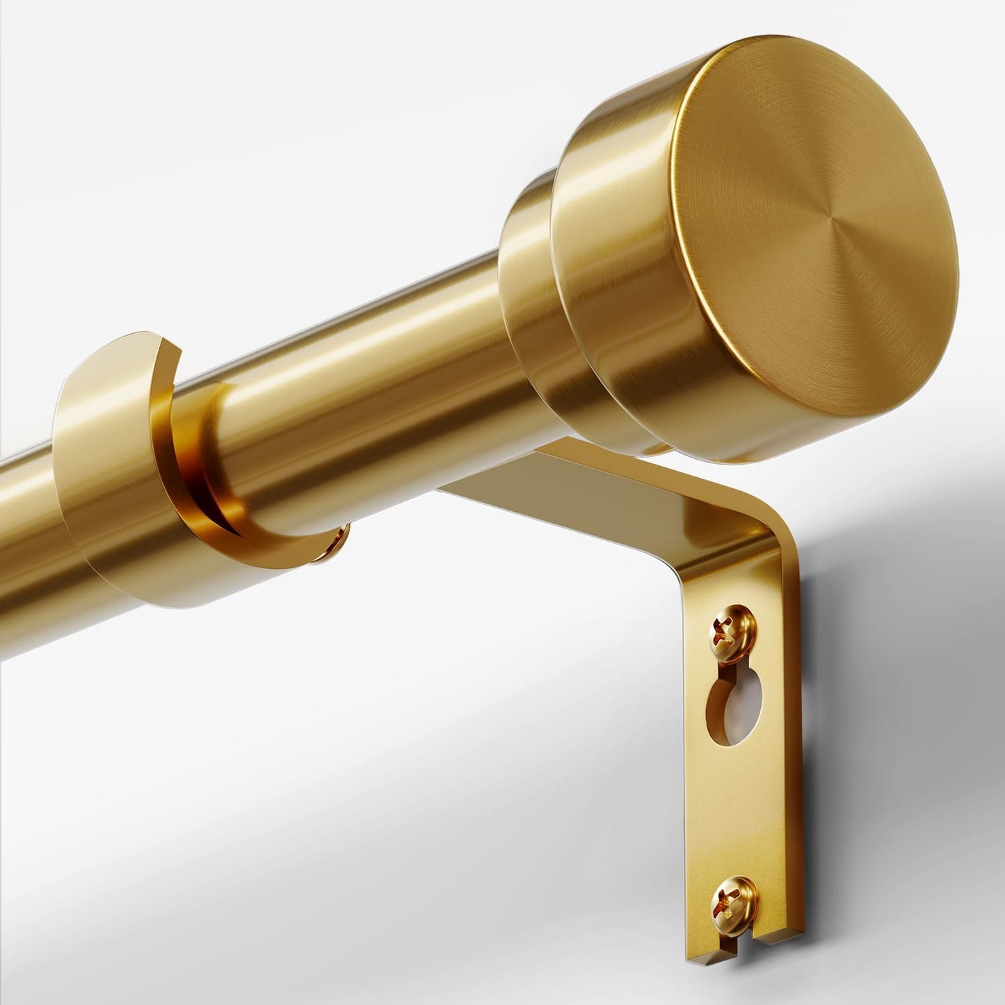 Oneach Heavy Duty Curtain Rods for Windows 28 to 48 Inch, 1 Inch Brass Gold Curtain Rod, Adjustable Length Rod with Metal Finials, Modern Decorative for Bedroom Kitchen Living Room (16 to 60 Inch)
