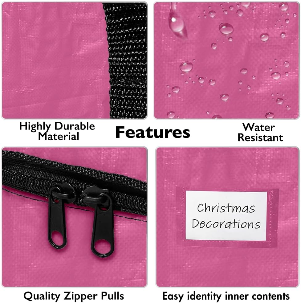 ClearSpace Heavy Duty Moving Bags or Storage Bags – Pink Storage Bins with Lids, Large Moving Boxes with Backpack Straps & Zippers,– Packing Box & Moving Supplies for College Dorm, 4 Pack