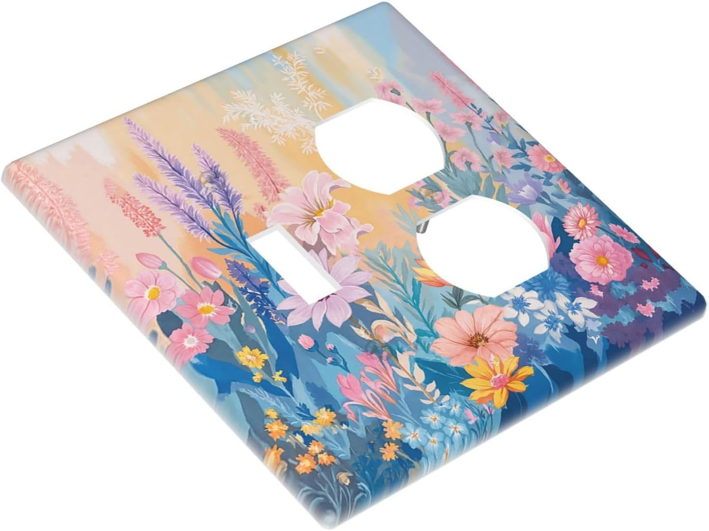 Outlet Covers Colorful Watercolor Flowers Wildflower Plants 1 Toggle 1 Duplex Switch Plate Covers Electrical Light Switch Cover Plate Decorative Wall Plate Socket Cover for Bathroom Home Decor