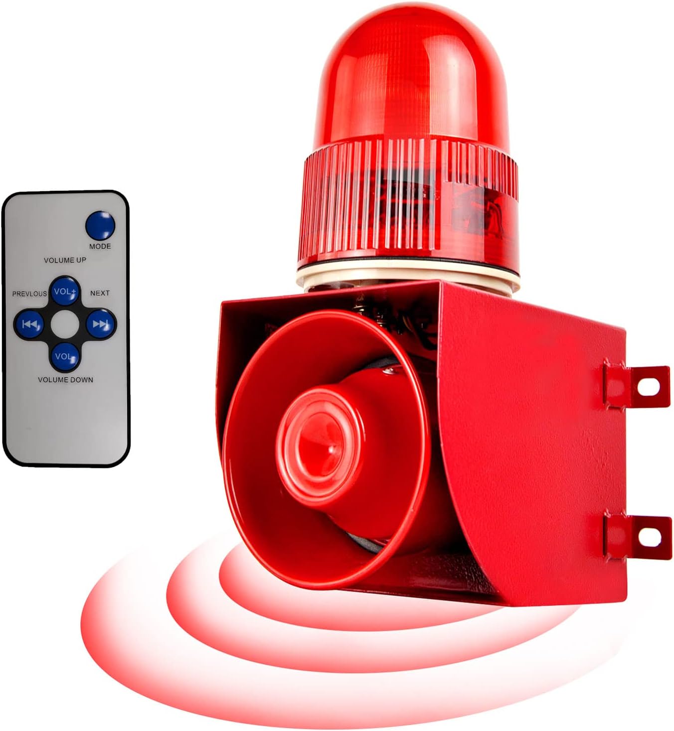 YASONG SLA-01W Motion Detection Flash Light Siren, LED Strobe Light 120 dB Alarm Sounder, Wall Mounted, Motion Detector/Sensor Alarm for Warhouse & Loss Prevention, 25 Watts IP65 DC12 V