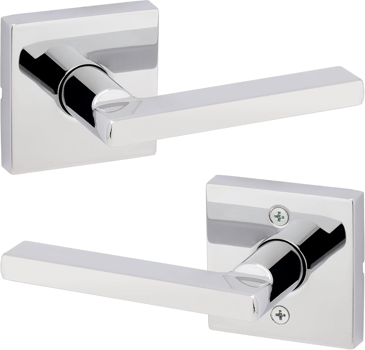 Kwikset Halifax Interior Passage Door Handle, Lever For Closet and Hallway Doors, Reversible Non-Locking Handle Lever, Polished Chrome, Square Rose