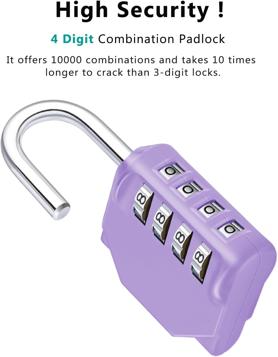 ZHEGE Combination Lock, 4 Digit Combination Padlock Outdoor, School Lock, Gym Lock (Purple)