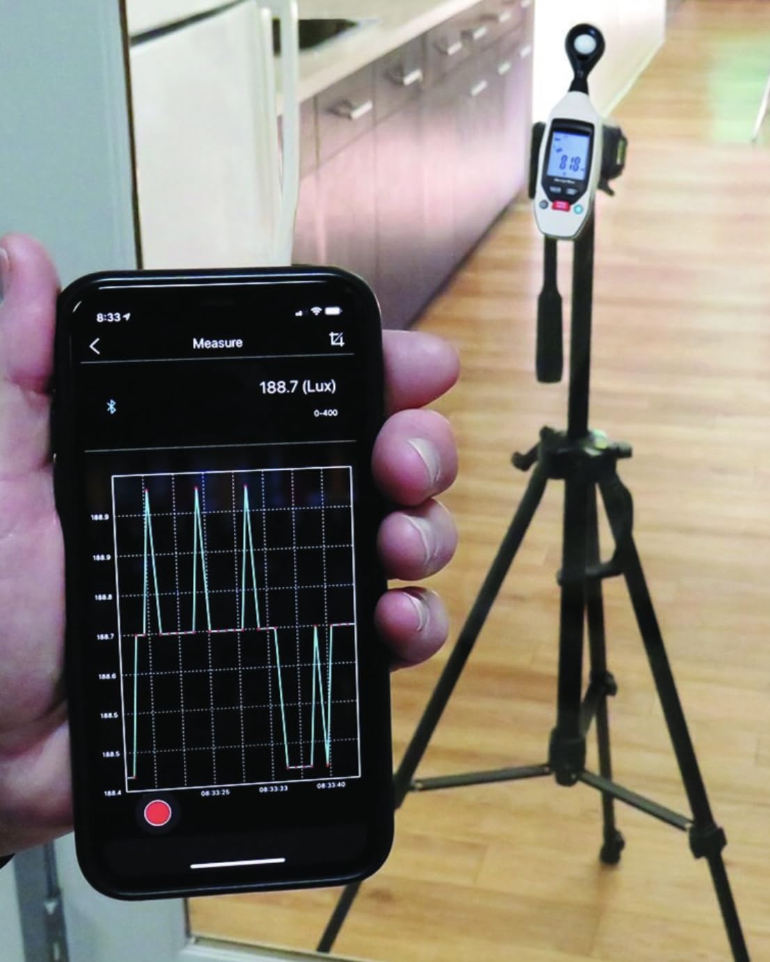Sper Scientific Decibel Meter 850019 w/Bluetooth, Sound Level Meter 35 to 130 dB, SPL Meter A/C Weighted, Dual Range, Max/Min & Data Hold, Compact Audio Noise Measuring Device, Large Backlit Display