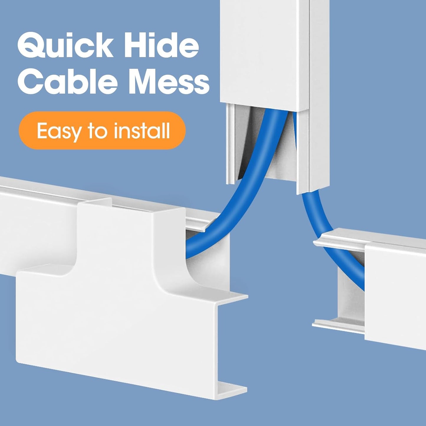 500in Cord Hider Kit, Cord Covers for Wires on Wall, Paintable Cable Raceway, Cord Hider for Wall Mount tv, tv Cable Hider Wall kit, Wire Covers for Cords, 32X L15.75 X W0.96in X H0.57in, White