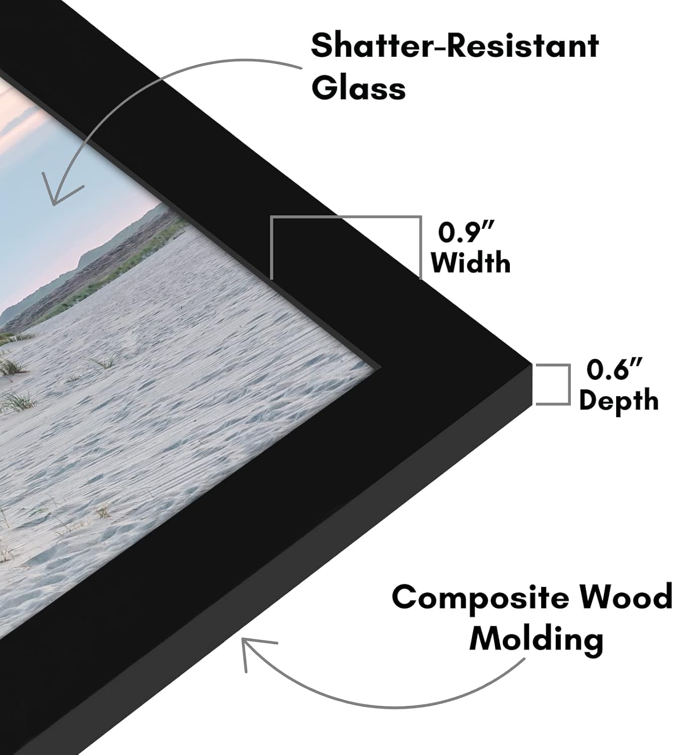 Americanflat 8x24 Picture Frame with Shatter-Resistant Glass - Signature Collection - Gallery-Style Frames Made of Engineered Wood - Photo Frame for Wall Display - Black