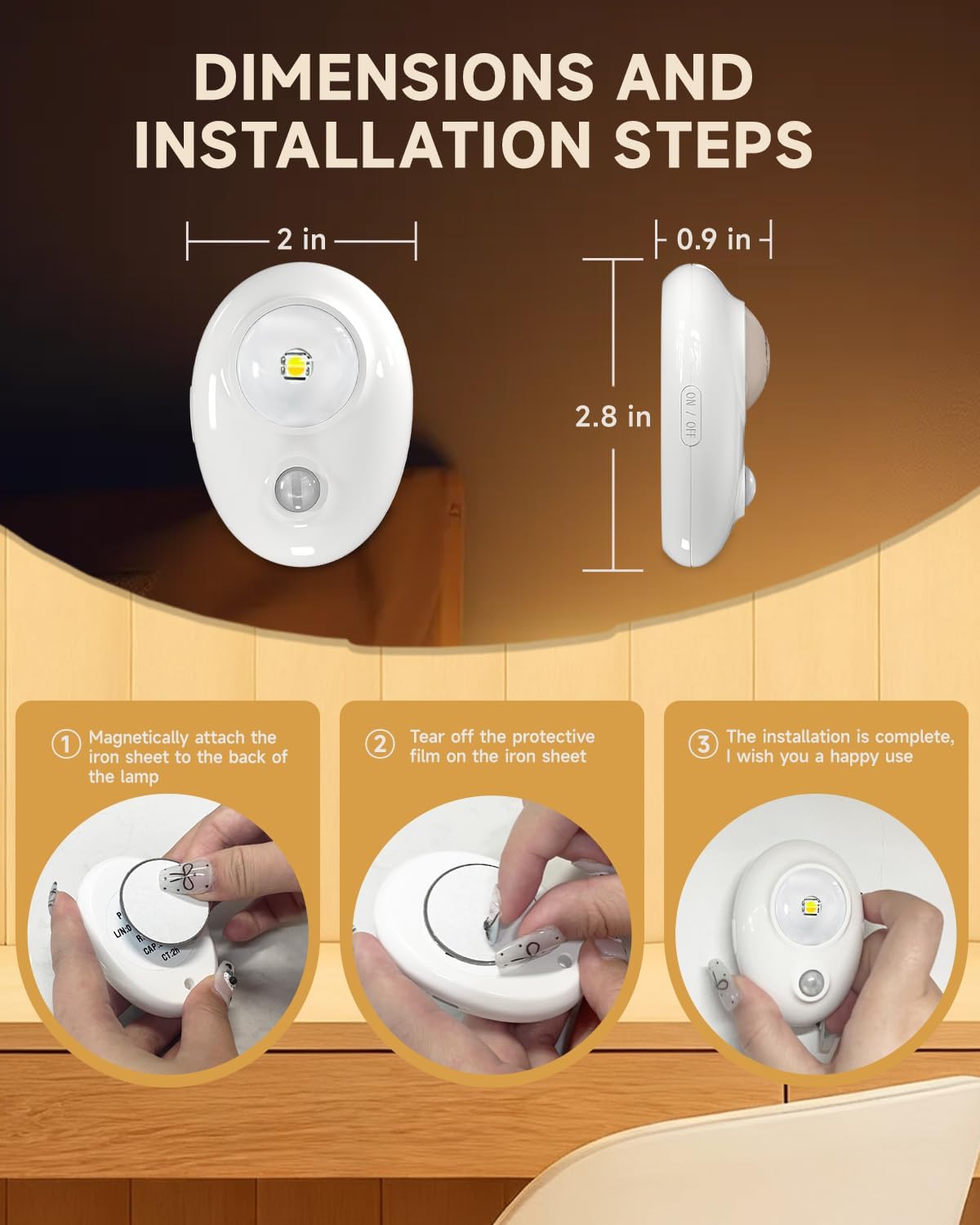 LEPOTEC LED Puck Lights, Rechargeable Battery Light,3 Color Temps Tap Lights,Wireless Closet Light,Under Cabinet Lighting,Magnetic Sitck On Lights for Kitchen,Closet,Pantry,Shelves(3 Pack)