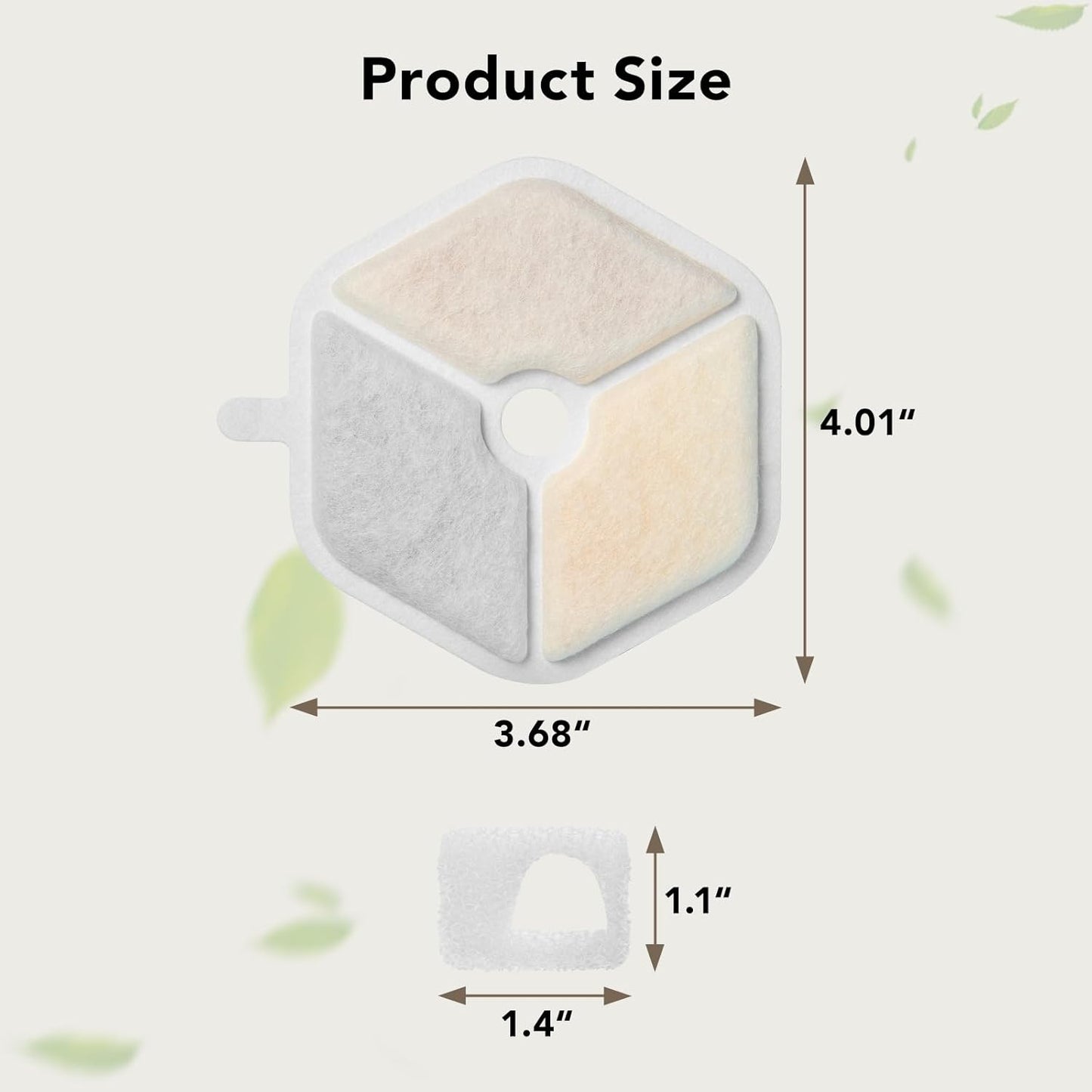 3 Packs Official Replacement Filters and 3 Packs Sponges for 152oz/4.5L Wireless Cat Water Fountain PTM-643
