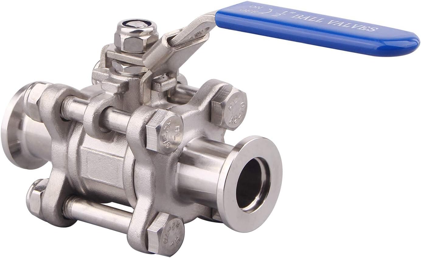 SHERICH Vacuum KF25 Ball Valve 304 Stainless Steel Clamp High Vacuum Fast Ball Valve Blue Handle With Locking Device (KF25)