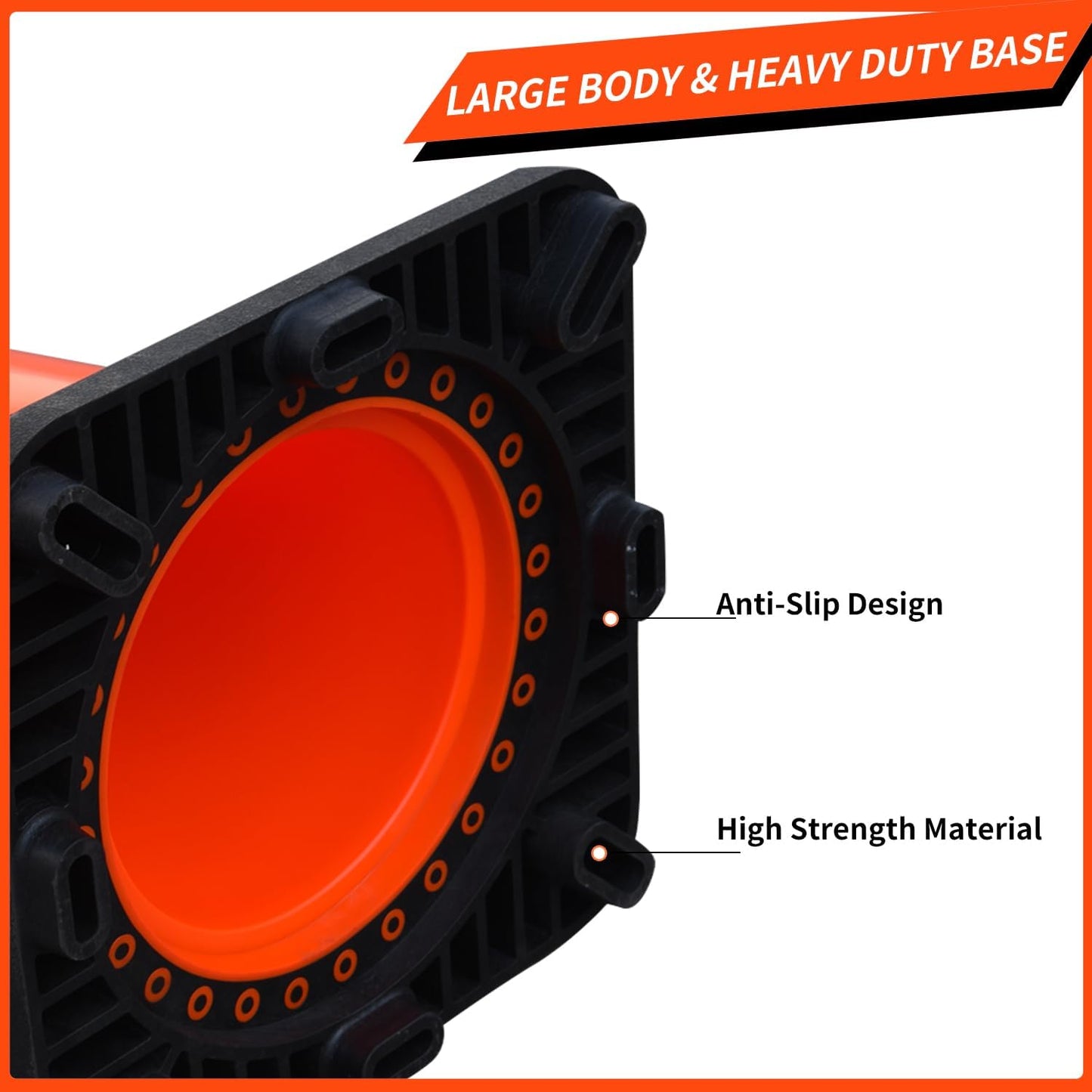 (4 Cones) BESEA 36” inch Orange PVC Traffic Cones, Black Base Construction Safety Cones Road Parking Cone Structurally Stable Wearproof (36" Height)