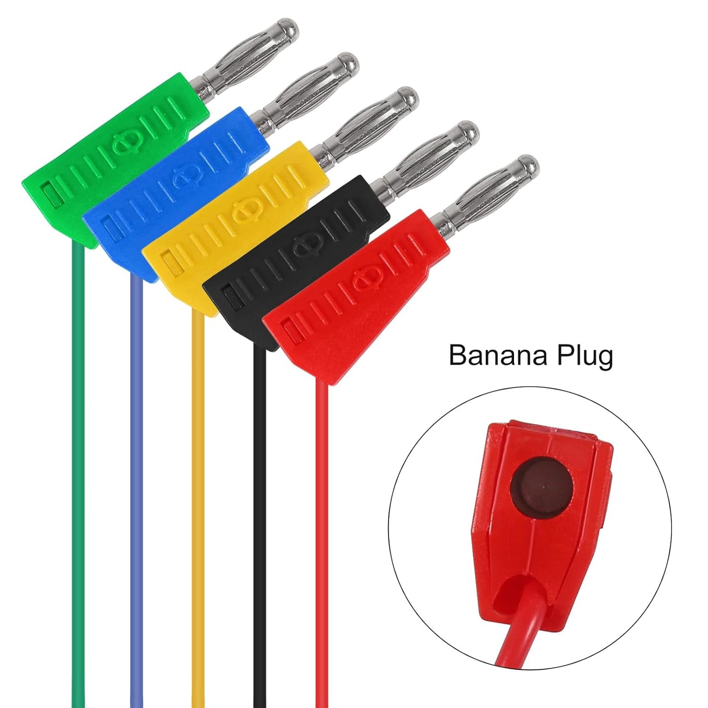 10PCS Stackable Banana Plug to Breadboard Male Jumper Wires, 22AWG Soft Flexible Silicone Test Leads, 4MM Banana Plug to Jumper Wires for Electrical Testing, 27.5CM