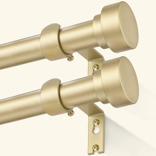 GEEBOBO 2 Pack Gold Curtain Rods for Windows 28 to 48 Inch, 1 Inch Adjustable Heavy Duty Decorative Curtain Rods, W1 (Gold, 32"-60",2 Pack)
