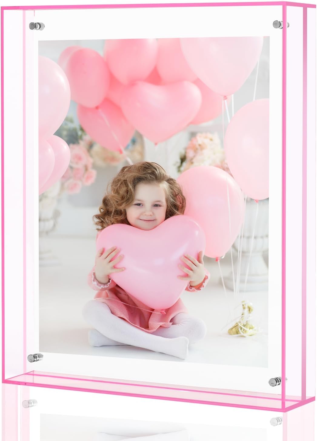 8x10 Picture Frames, Stunning Color Acrylic Photo Frame, Wall & Tabletop Display Frames, Modern Floating Style for Home Office Decoration, Pink (1 Pack)