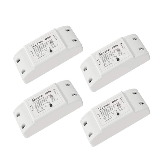 SONOFF Basic R2 10A Smart WiFi Wireless Light Switch, DIY Module for Smart Home Automation Solution,Works with Amazon Alexa & Google Home,IFTTT,4-Pack