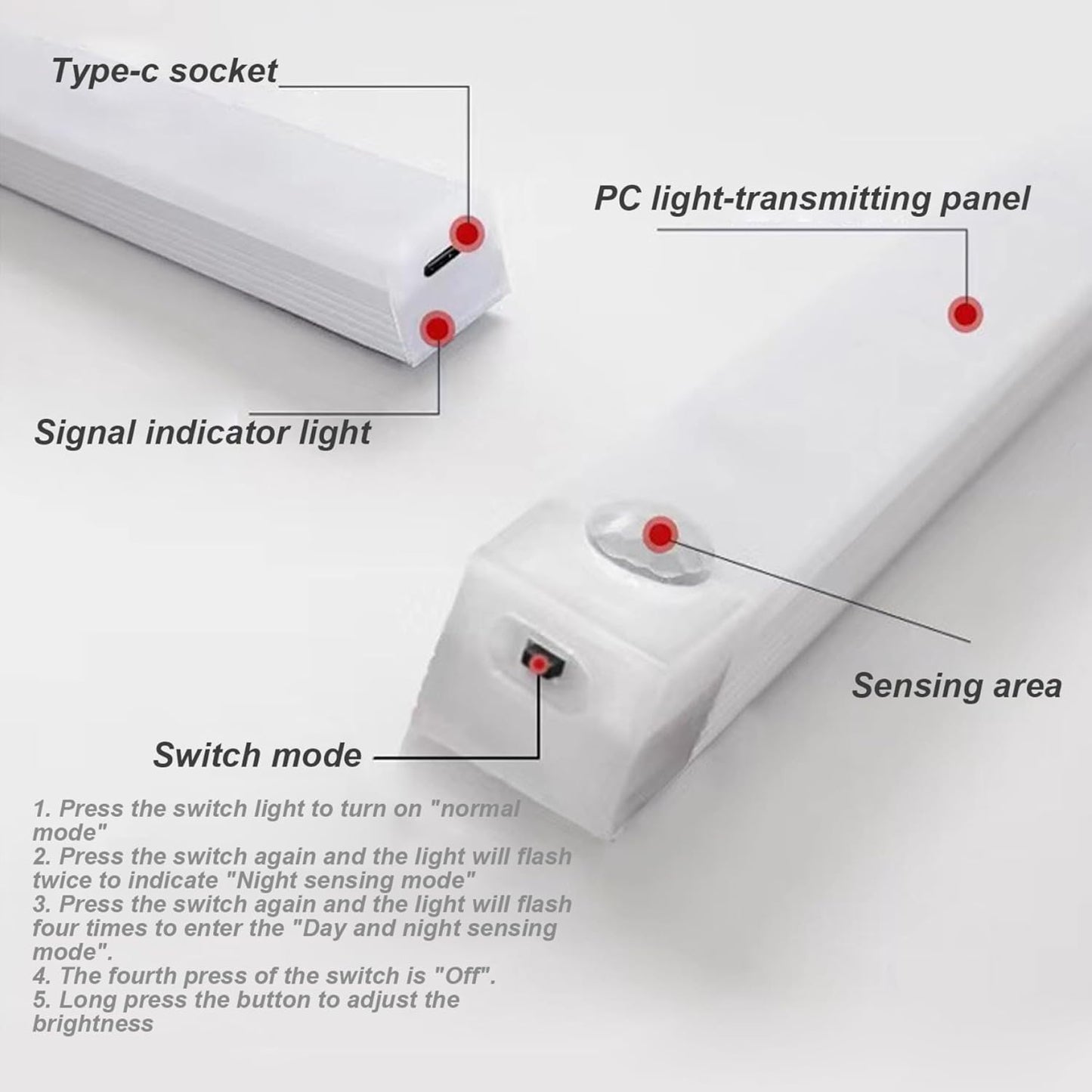Under Cabinet Lighting 4Pcs LED Dimmable Magnetic Motion Sensor Light Indoor 8 Inch Rechargeable Portable Cordless Lamp for Kitchen Stairs Bedroom RV Dorm