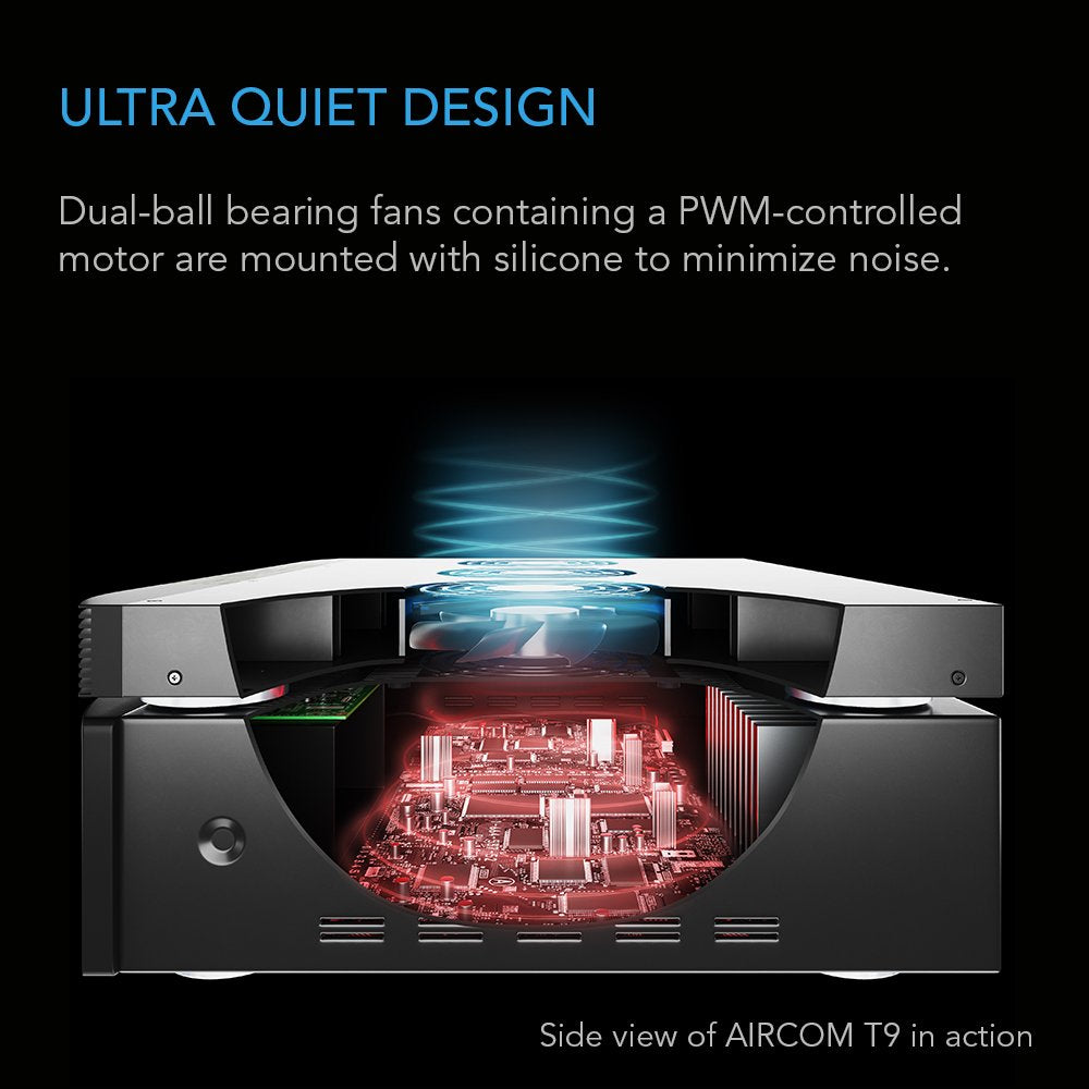 AC Infinity AIRCOM S9, Quiet Cooling Fan System 17" Top-Exhaust for Receivers, Amps, DVR, AV Cabinet Components
