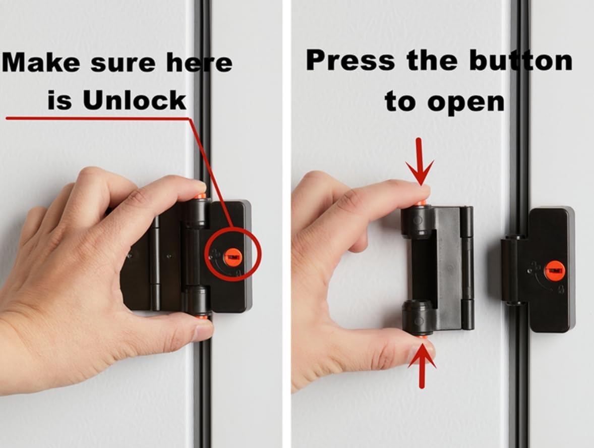 Refrigerator Adhesive Locks Double Button Fridge Door Lock with Key, Child Proof Freezer Cooler Door Lock, Child Baby Safety File Drawer Lock and Cabinet Locks (Black, 2)