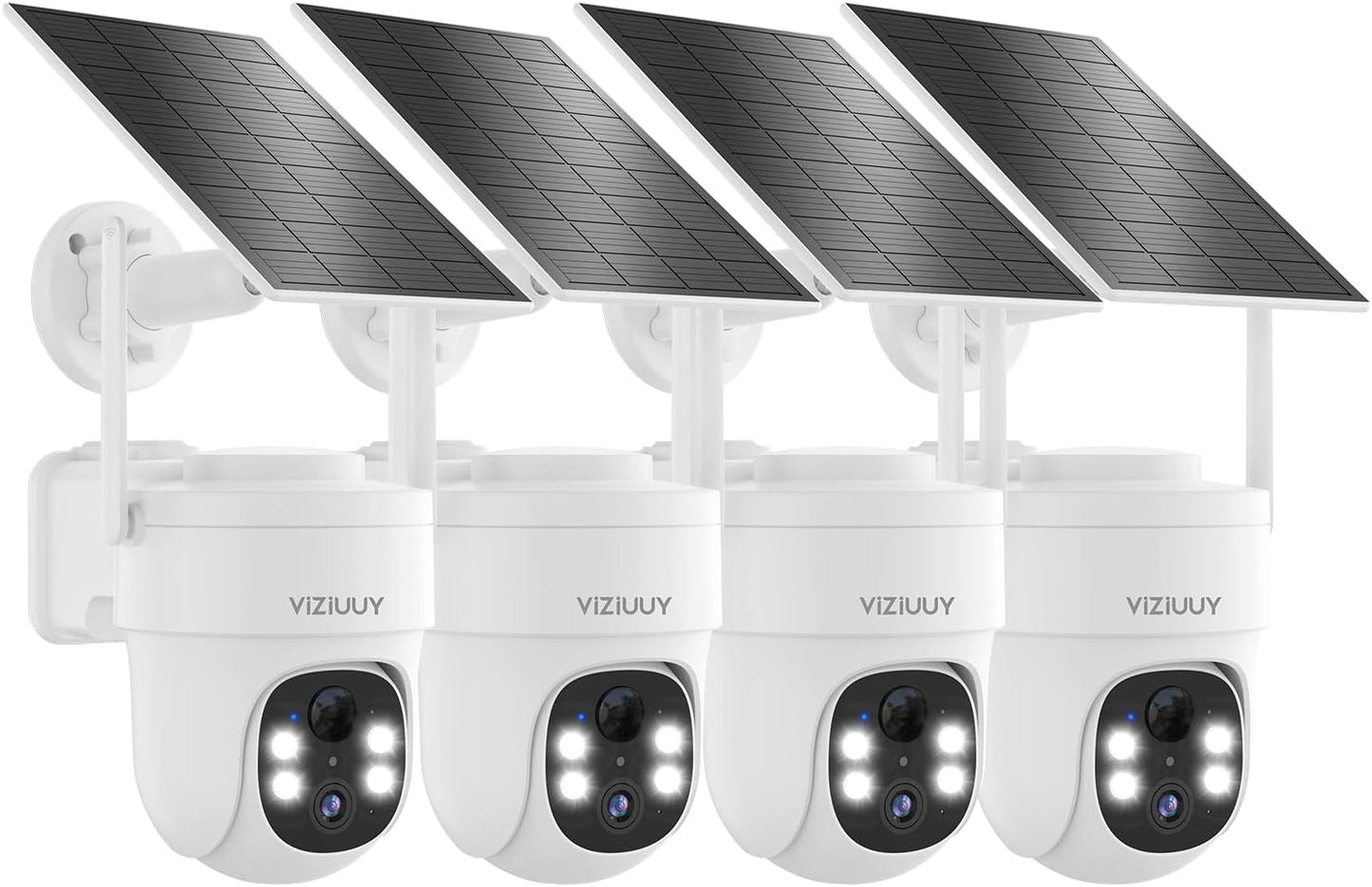 Solar Security Cameras Wireless Outdoor 4 Pack, 3MP Security Cameras Wireless Outdoor, Pan Tilt 360°WiFi Camera with Color Night Vision/PIR Sensor/2-Way Audio/Alexa