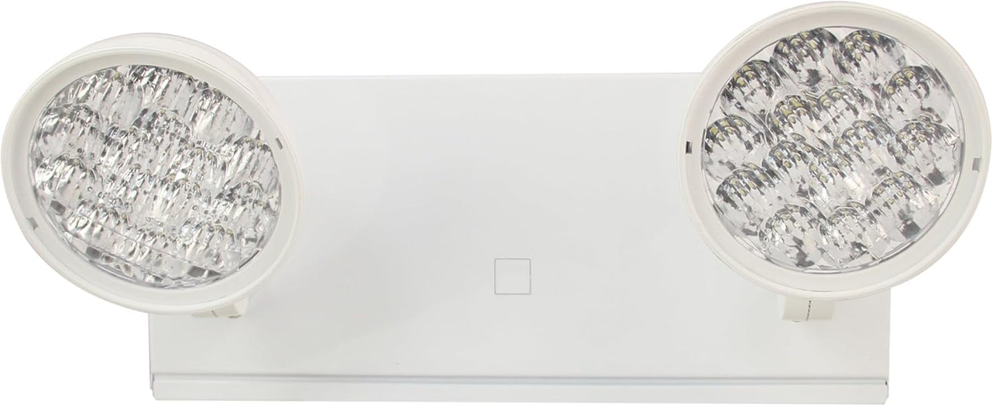 TANLUX New York City Approved Emergency Light, Emergency Lights with Battery Backup, White Steel Housing, AC 120/277V, Two Heads On Front Shell
