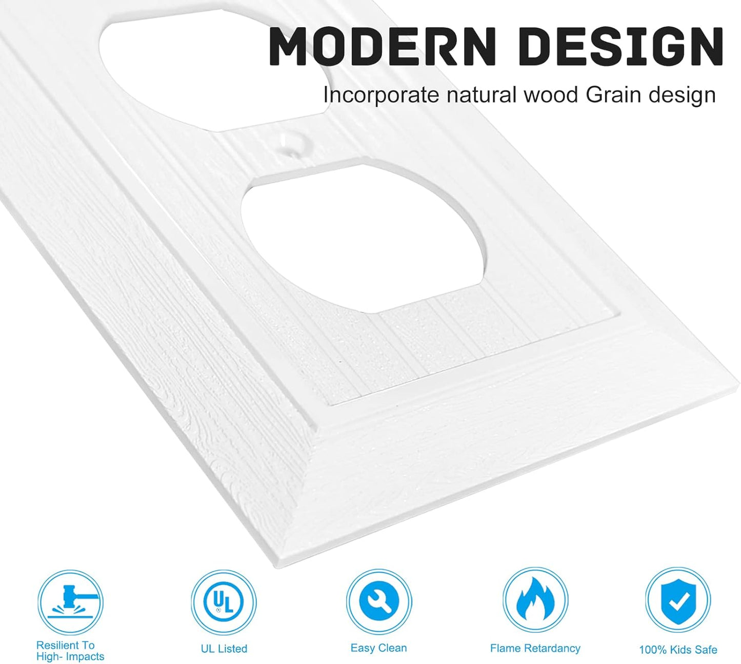 Modern Decorative Wall Plate Retro Wood Grain design Switch Cover Outlet Cover for Light Switch, Smart Switch, Dimmer, GFCI, USB Outlet (4 Pack, Single Duplex)