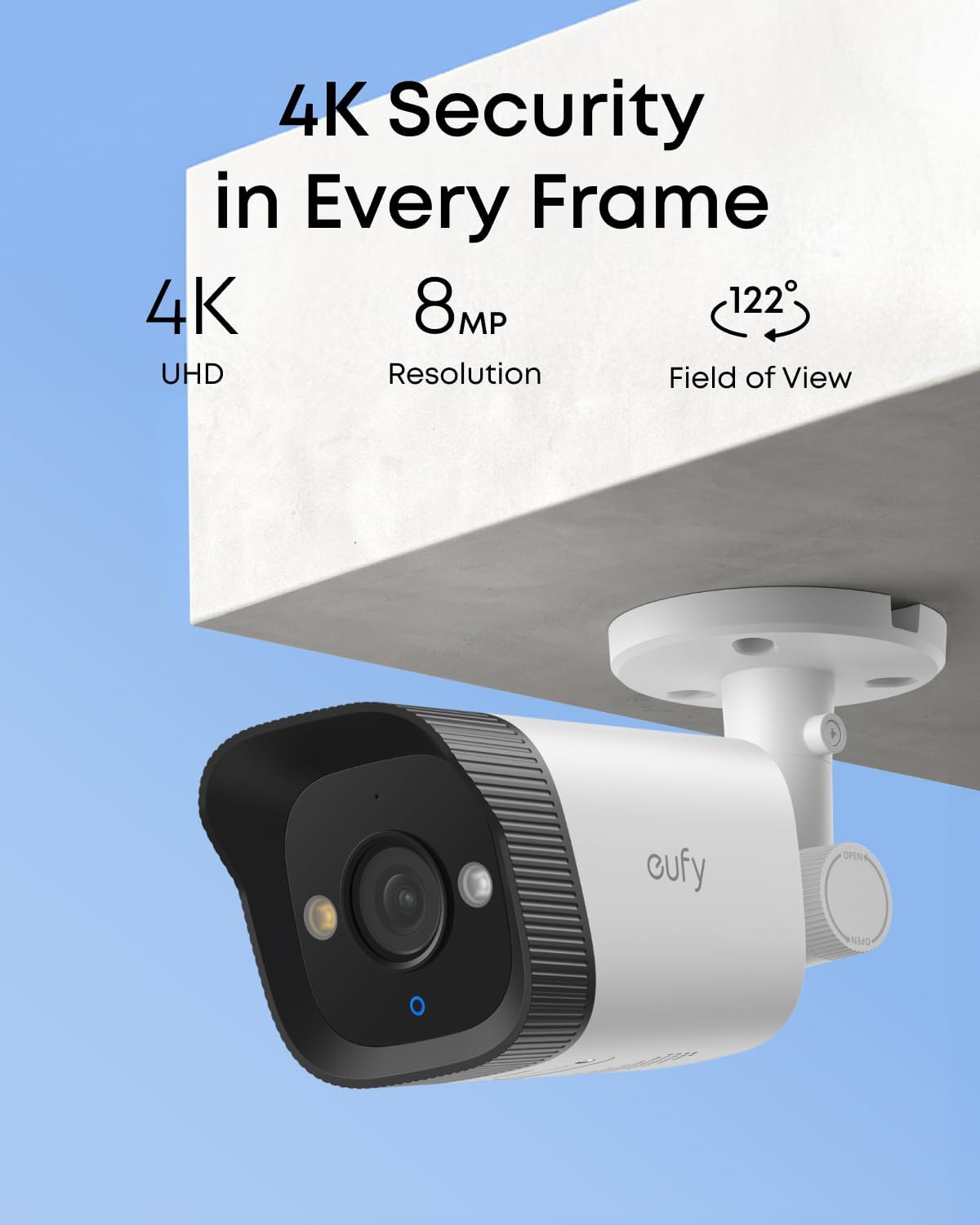 eufy PoE NVR Security System E40,24/7 Recording,Up to 16CH, 2TB HDD, 8 4K Bullet Cams, Wired Outdoor Cam, 4K UHD, 122° FOV, Color Night Vision,AI Detection, Red and Blue Strobe