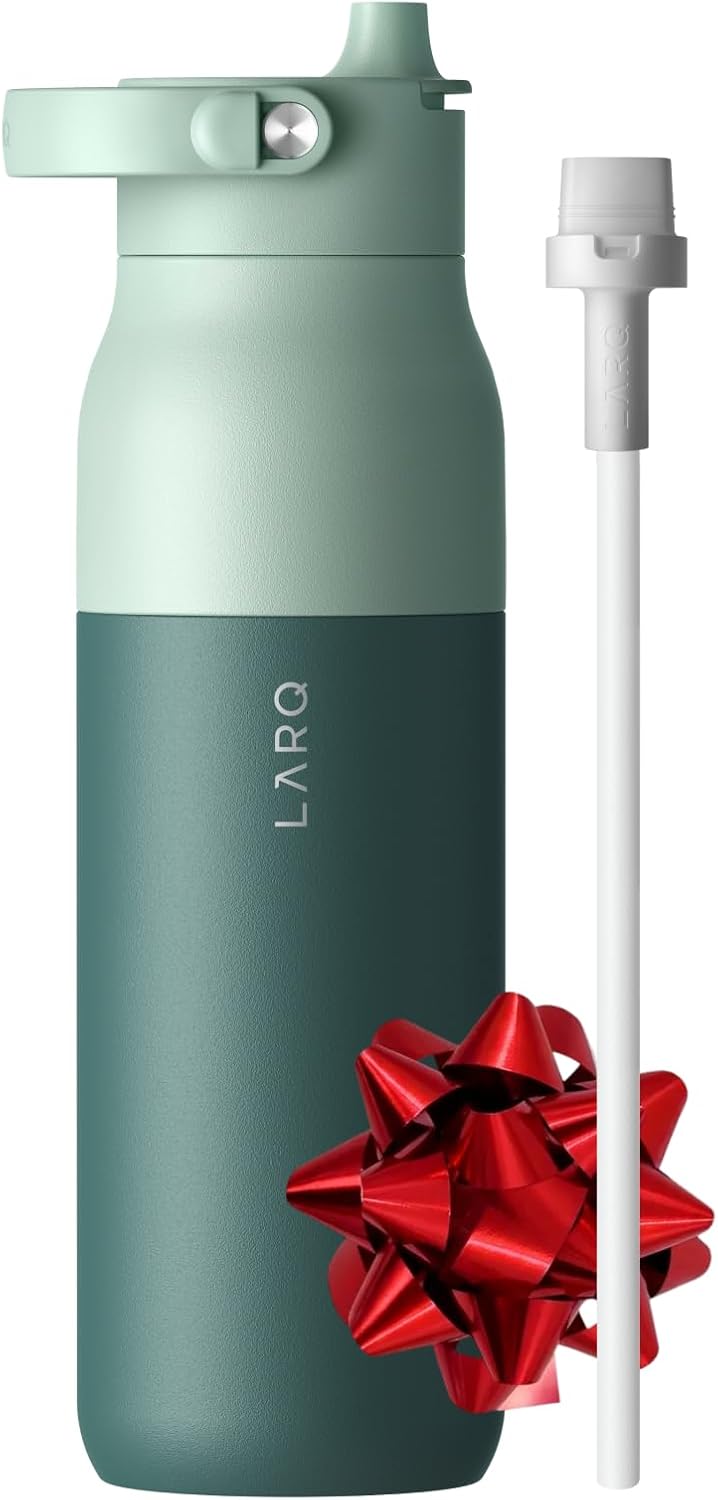 LARQ Bottle Swig Top 23oz - Insulated Stainless Steel Water Bottle With Built-In Silicone Handle | BPA Free | Reusable Water Bottle for Sports, Gym, and Travel, Eucalyptus Green