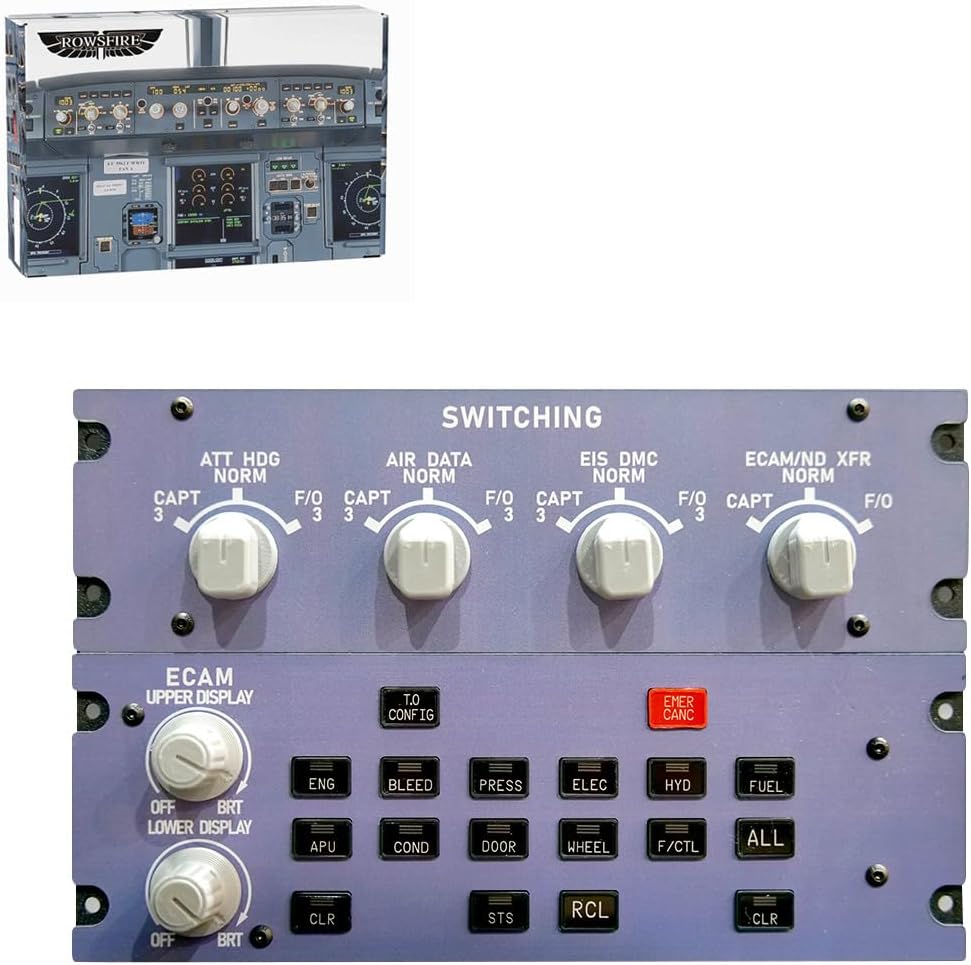 Rowsfire A109 V3.0 Landing Gear Indicator Integrated Panel, A32X/A31X/A350 ATT-ADIRS-EIS XECAM Home-Cockpit Flight Simulator Display for MSFS 2020/2024 - Compatible with FBW Ini
