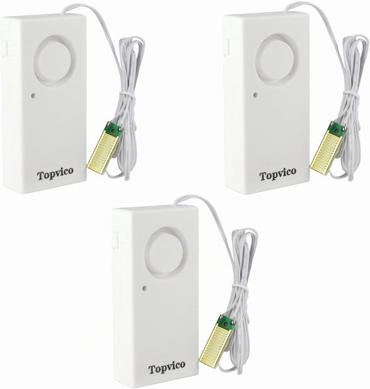 Topvico Water Leak Sensor Detector Flood Alarm for Basement RV Moisture 120dB Work Alone Battery Operated 3 Packs