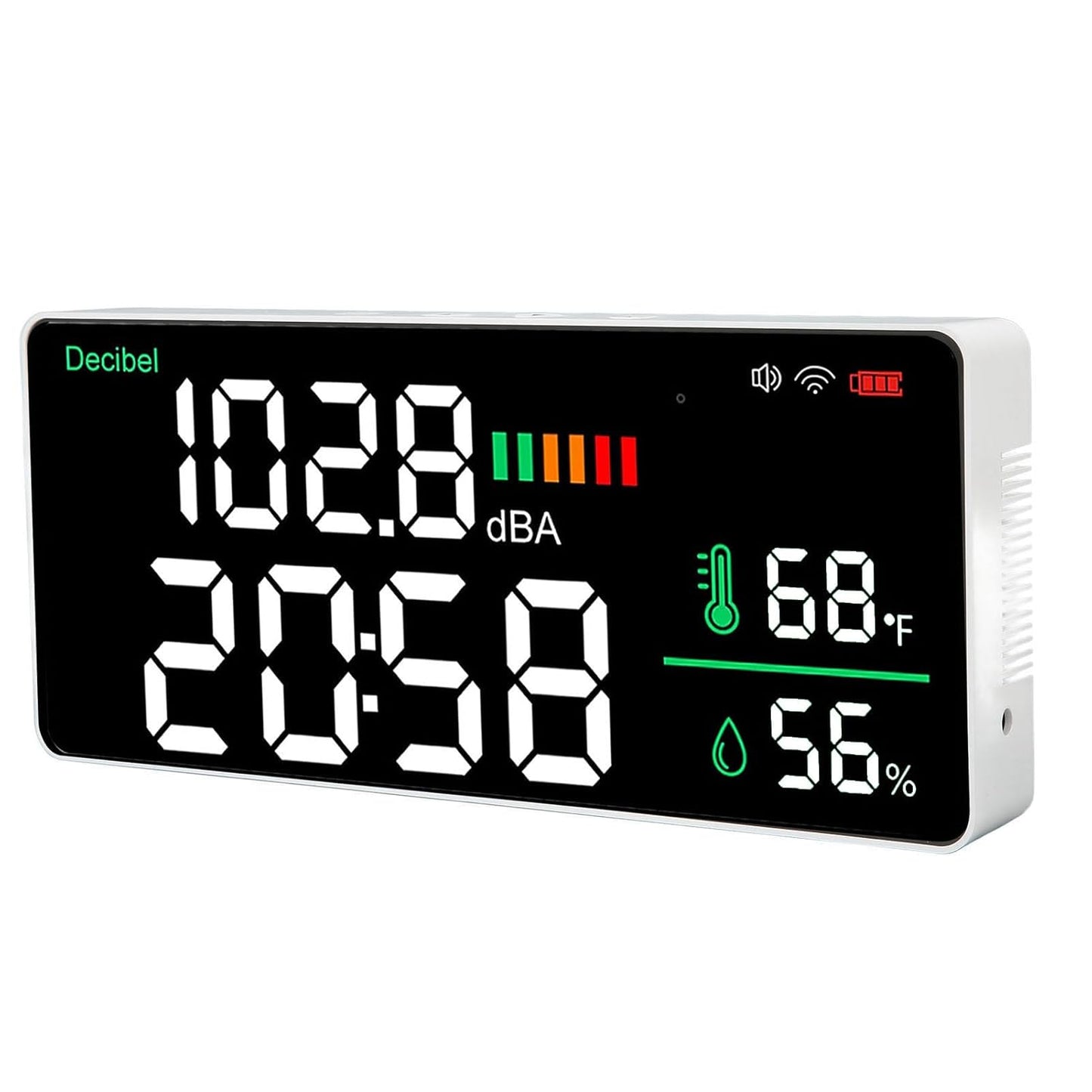 4 in 1 LED Decibel Meter, 2.4G WiFi Wall Mounted 11 Inch Meter, Sound & Noise Meters Temperature Humidity Time Display Level for Tuya Large Inch Display, Thermometer,