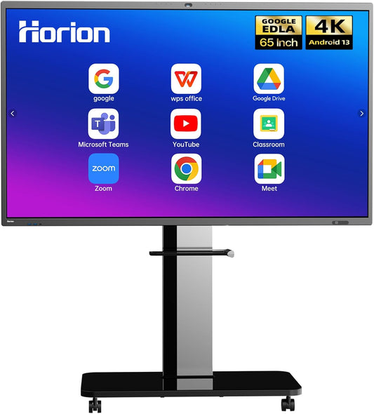 65 Inch 4K Smart Board - Google EDLA-Certified Interactive Whiteboard, 50-Point Touch, Wireless Casting - Digital Whiteboard for Classroom & Office & Home,300+ Free Apps(Board & Wall Mount Only)