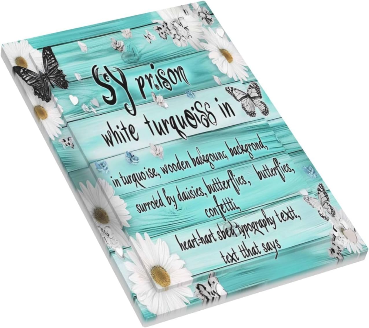 Teal Butterfly Daisy Rustic Wooden Signs Light Switch Cover Plate 1 Gang No Device Blank Electrical Wall Plates Faceplate Decorative Switch Plate For Farmhouse Cabin Decor