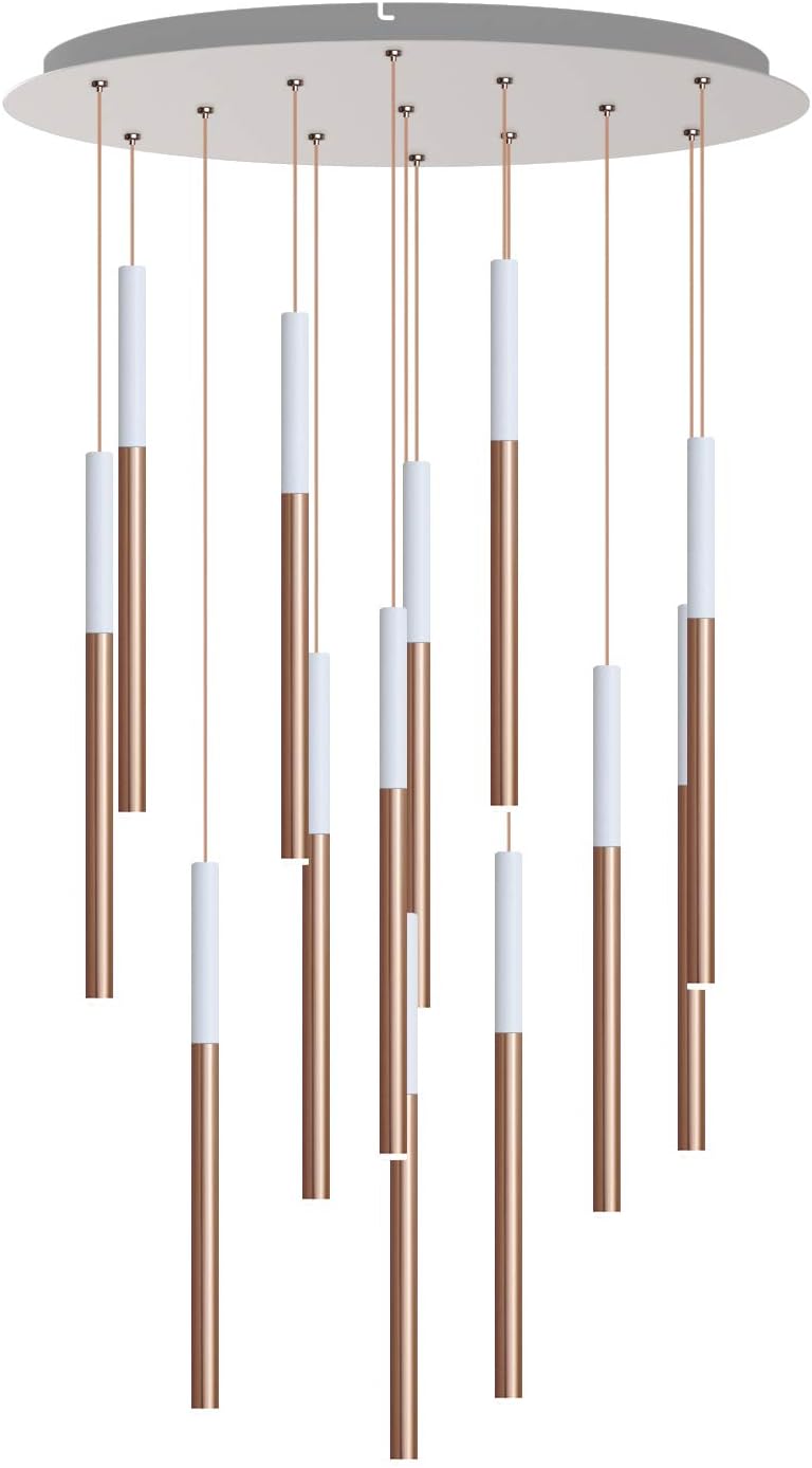 ALTAIR 13 Mini Pendant Lighting White-Copper - LED Hanging Light Fixture for Kitchen Island, Bar, Foyer - Cluster Pendants - Dimmable, Adjustable Wire, Lamp Bulb Included