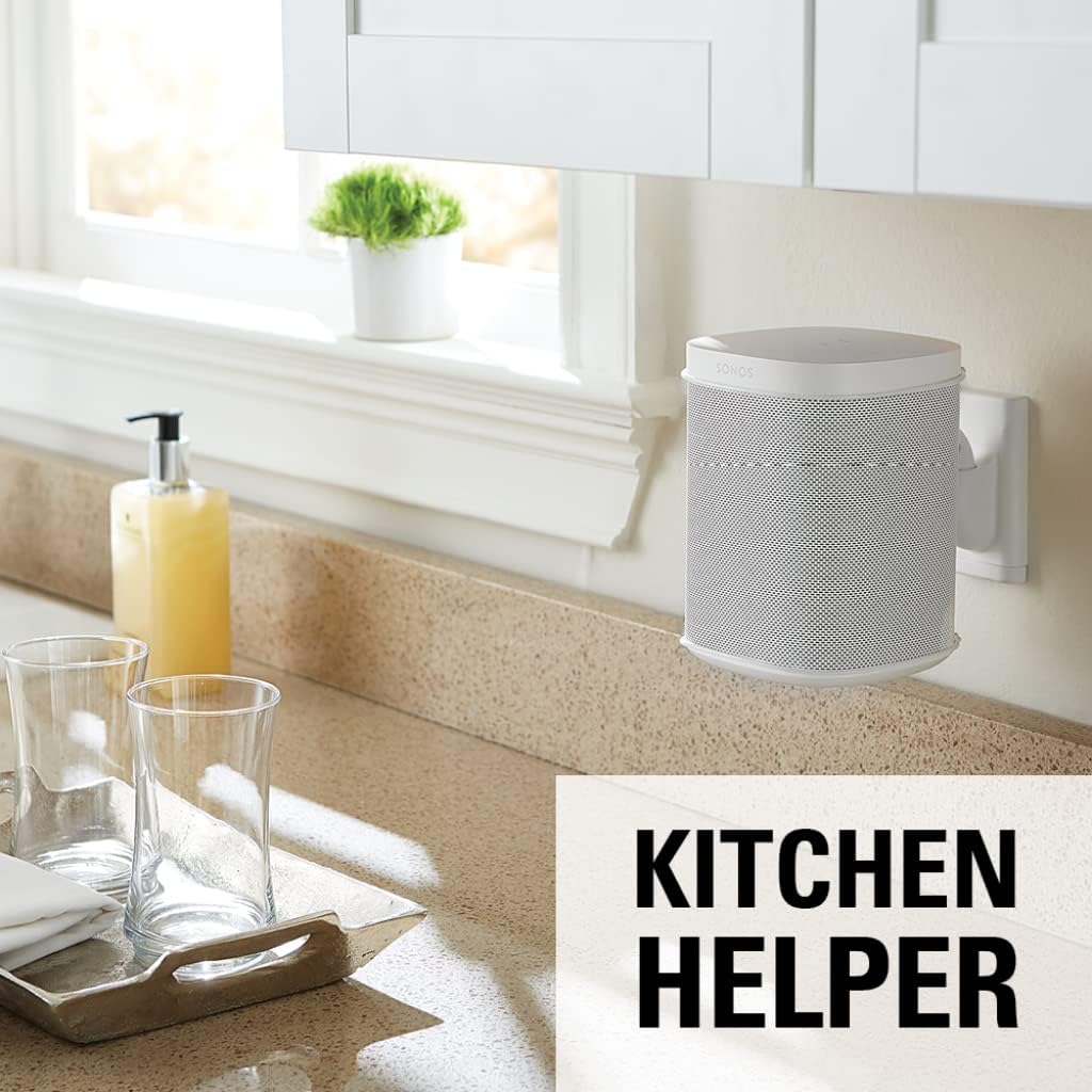 Sanus Adjustable Speaker Wall Mounts Designed for SONOS ONE, Play:1 & Play:3 - Pair (White)