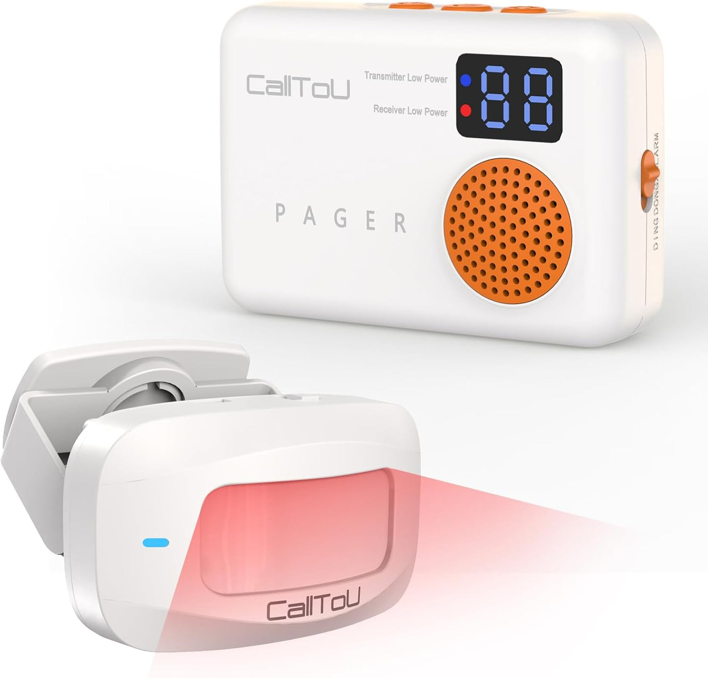 CallToU Bed Alarm and Fall Prevention for Elderly/Dementia/Patients Wireless Caregiver Pager Motion Sensor Detector Alert Bed Alarm for Elderly Adults with Vibration Digital Display Low Battery Remind